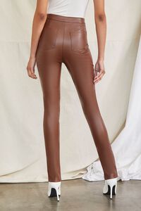 BROWN Faux Leather Skinny Pants, image 4