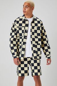 BLACK/KHAKI Checkered Button-Front Jacket, image 1