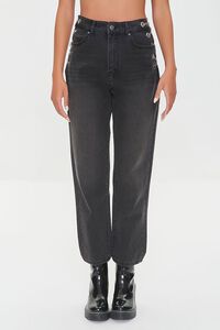 WASHED BLACK Curb Chain High-Rise Jeans, image 2