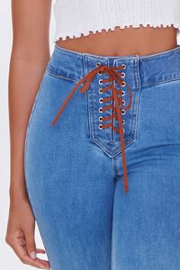 MEDIUM DENIM Lace-Up Flare Jeans, image 5