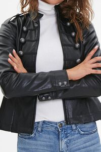BLACK Faux Leather Bauble Jacket, image 5
