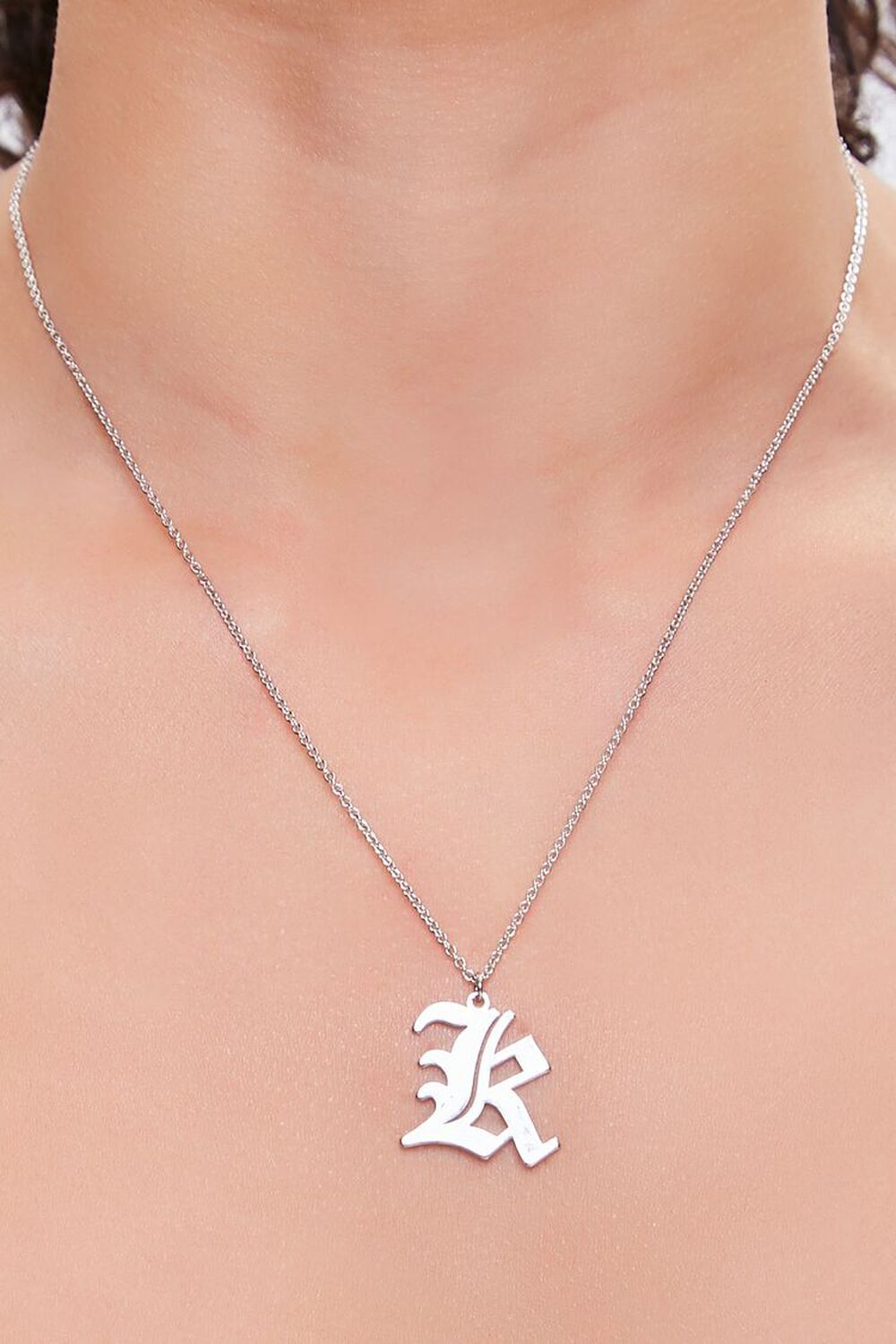 SILVER/K Initial Pendant Chain Necklace, image 1