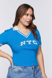 BLUE/MULTI Plus Size NYC Polo Shirt, image 2