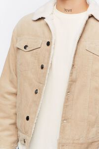 TAUPE/CREAM Corduroy Faux Shearling Trucker Jacket, image 6
