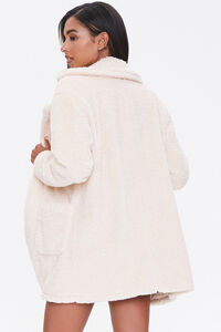 TAUPE Faux Shearling Open Front Coat, image 3