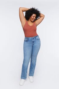 SIENNA Plus Size Ribbed Mineral Wash Bodysuit, image 4
