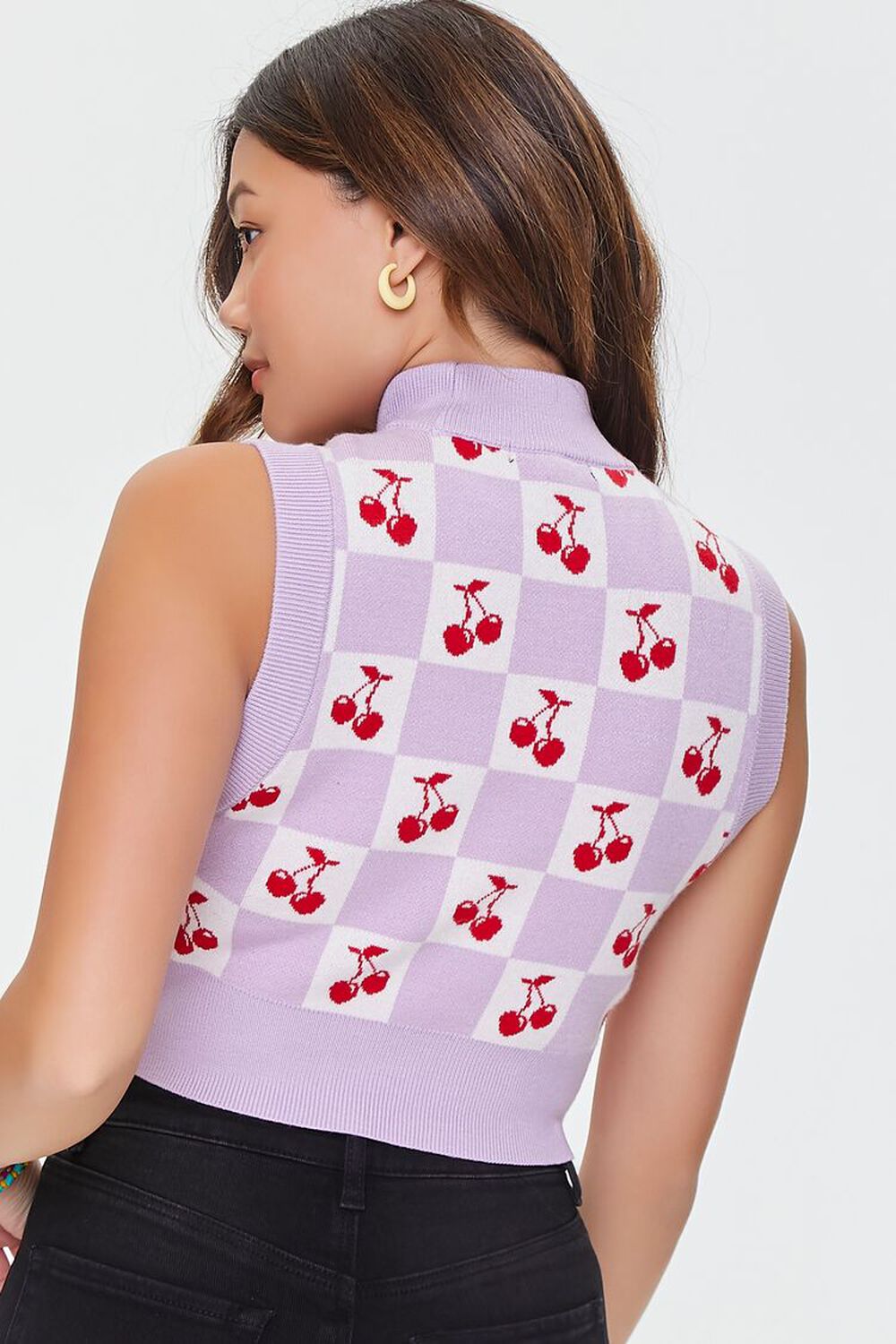 PURPLE/MULTI Cherry Checkered Sweater Vest, image 3