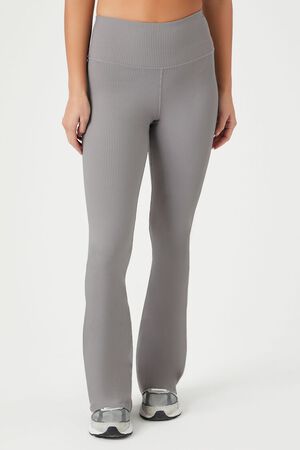 Forever 21 Women's Active Heathered Flare Leggings in Heather Grey, XL