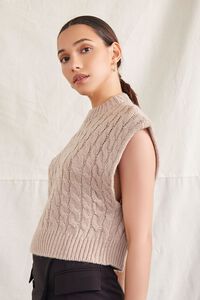 TAUPE Cable Knit Sweater Vest, image 2