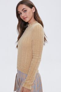 TAUPE Fuzzy Knit Mock Neck Top, image 2