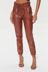 CAMEL Faux Leather Paperbag Joggers, image 2