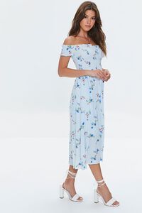 BLUE/MULTI Floral Off-the-Shoulder Midi Dress, image 2