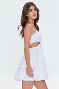 WHITE Eyelet Cutout Halter Mini Dress, image 2