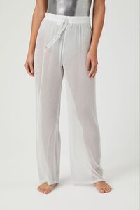 SILVER Sheer Glitter Swim Cover-Up Pants, image 2