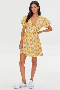 YELLOW/MULTI Floral Print Puff-Sleeve Dress, image 4