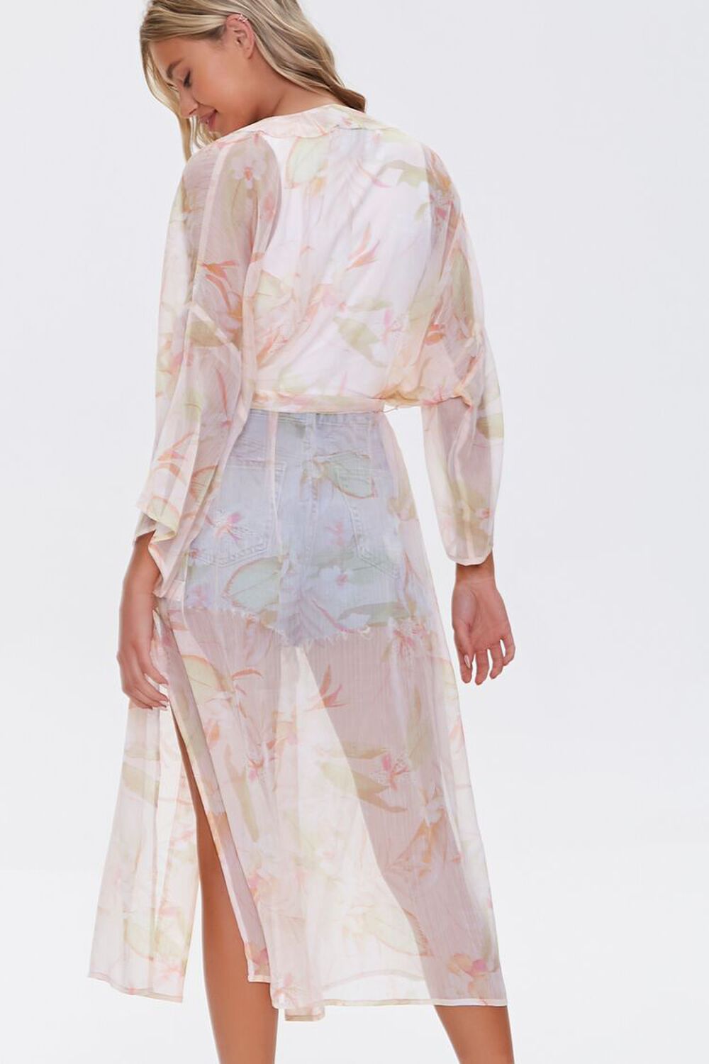 BLUSH/MULTI Tropical Floral Print Kimono, image 3