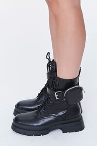 BLACK Coin Purse Lace-Up Combat Boots, image 2