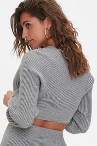 Ribbed Surplice Cropped Sweater, image 3
