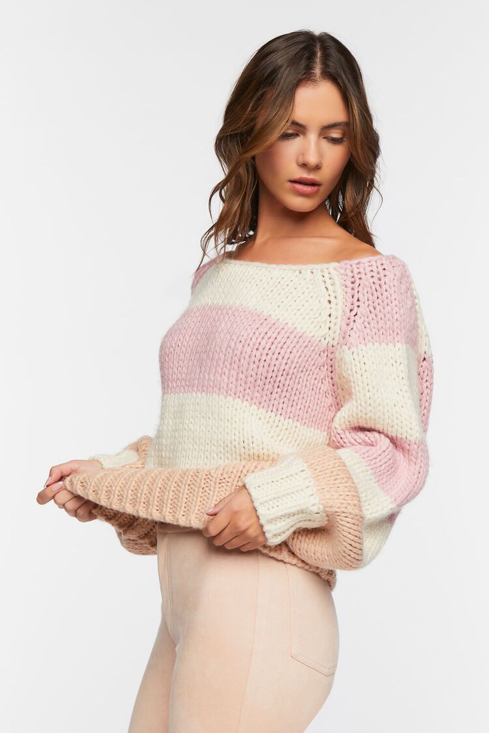 BLUSH/MULTI Chunky Striped Sweater, image 2
