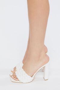 WHITE Braided Faux Leather Block Heels, image 2