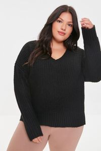 BLACK Plus Size Marled Knit Sweater, image 1