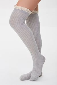 GREY Crochet-Trim Over-the-Knee Socks, image 1