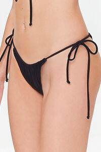 BLACK Self-Tie String Bikini Bottoms, image 3