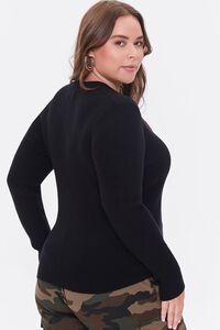 BLACK Plus Size Ribbed Crew Sweater, image 3