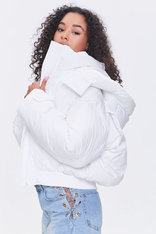 WHITE Removable Hooded Puffer Jacket, image 2