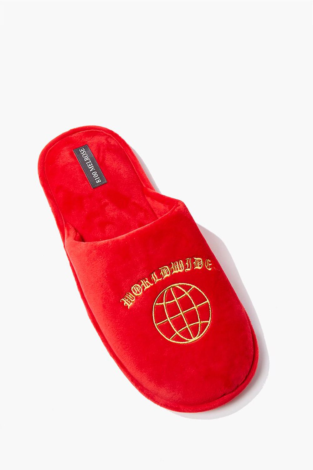 RED/ORANGE Men Worldwide Embroidered Graphic Slippers, image 1