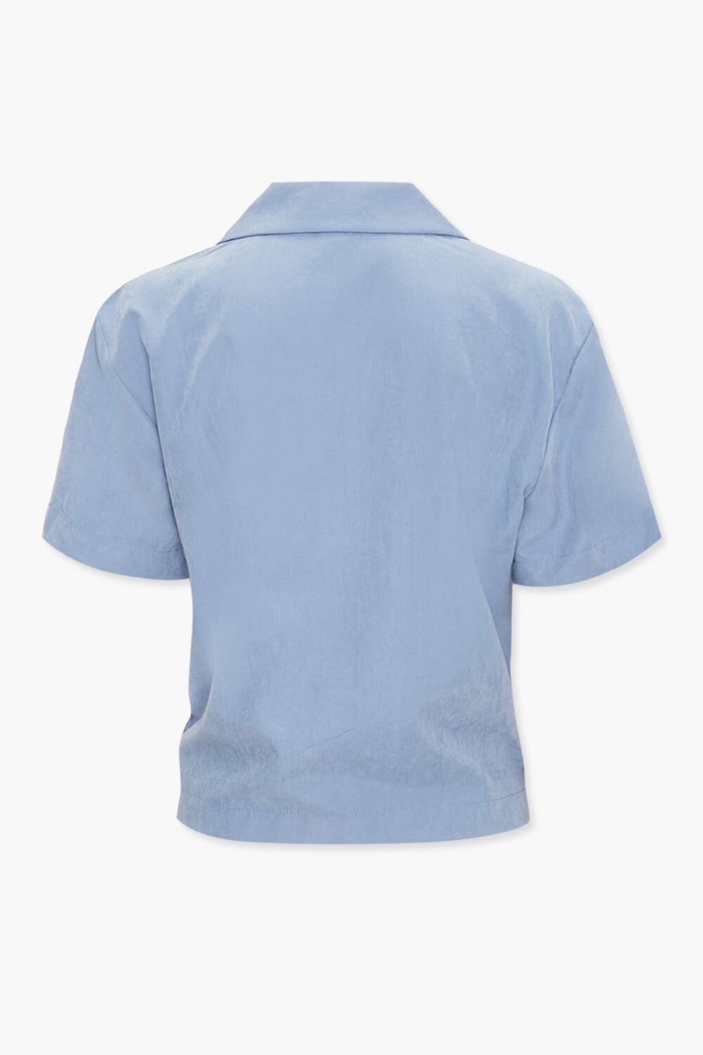 SKY BLUE Tie-Front Cuban Collar Shirt, image 2