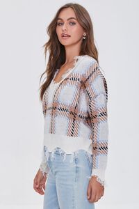 TAN/CREAM Frayed Plaid Sweater, image 2