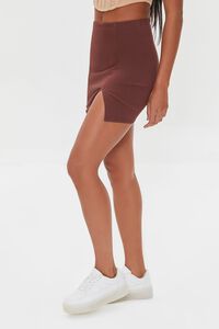 BROWN Vented Fitted Mini Skirt, image 3