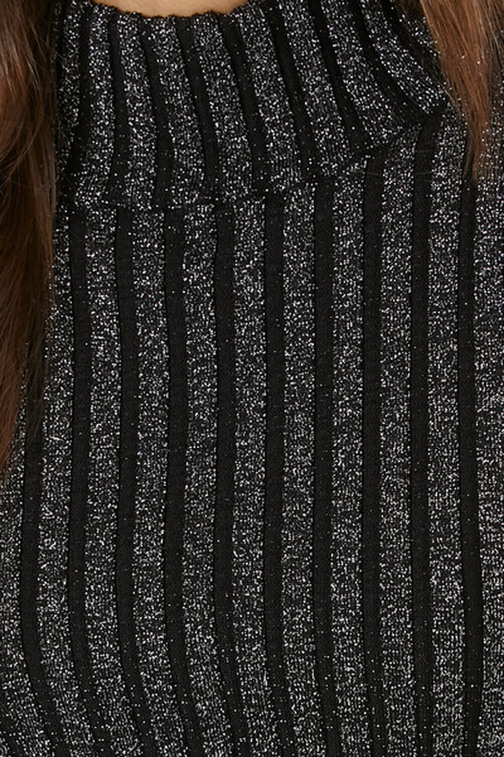 BLACK Glitter Knit Turtleneck Sweater, image 5