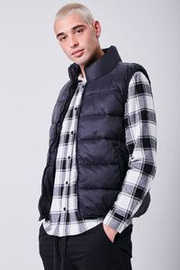 BLACK Quilted Zip-Up Puffer Vest, image 6