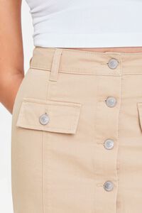 KHAKI Button-Front Twill Mini Skirt, image 6