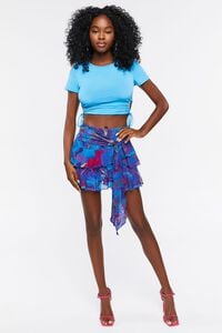 BLUE/MULTI Oil Slick Print Mesh Mini Skirt, image 5