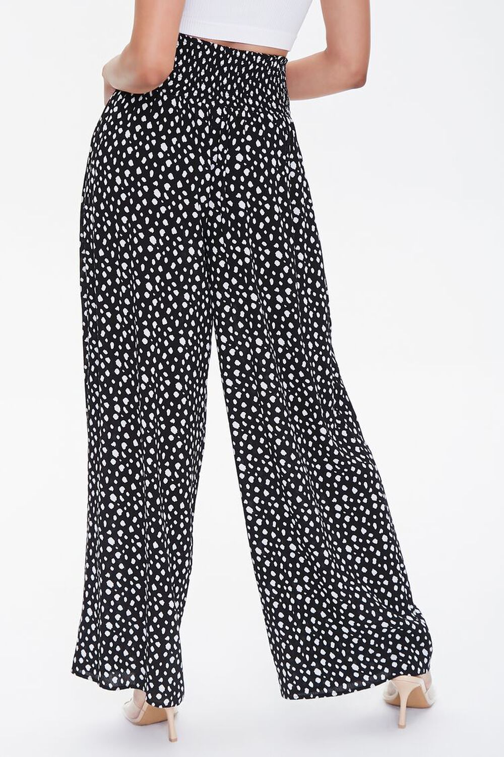 Spotted Tie-Front Palazzo Pants