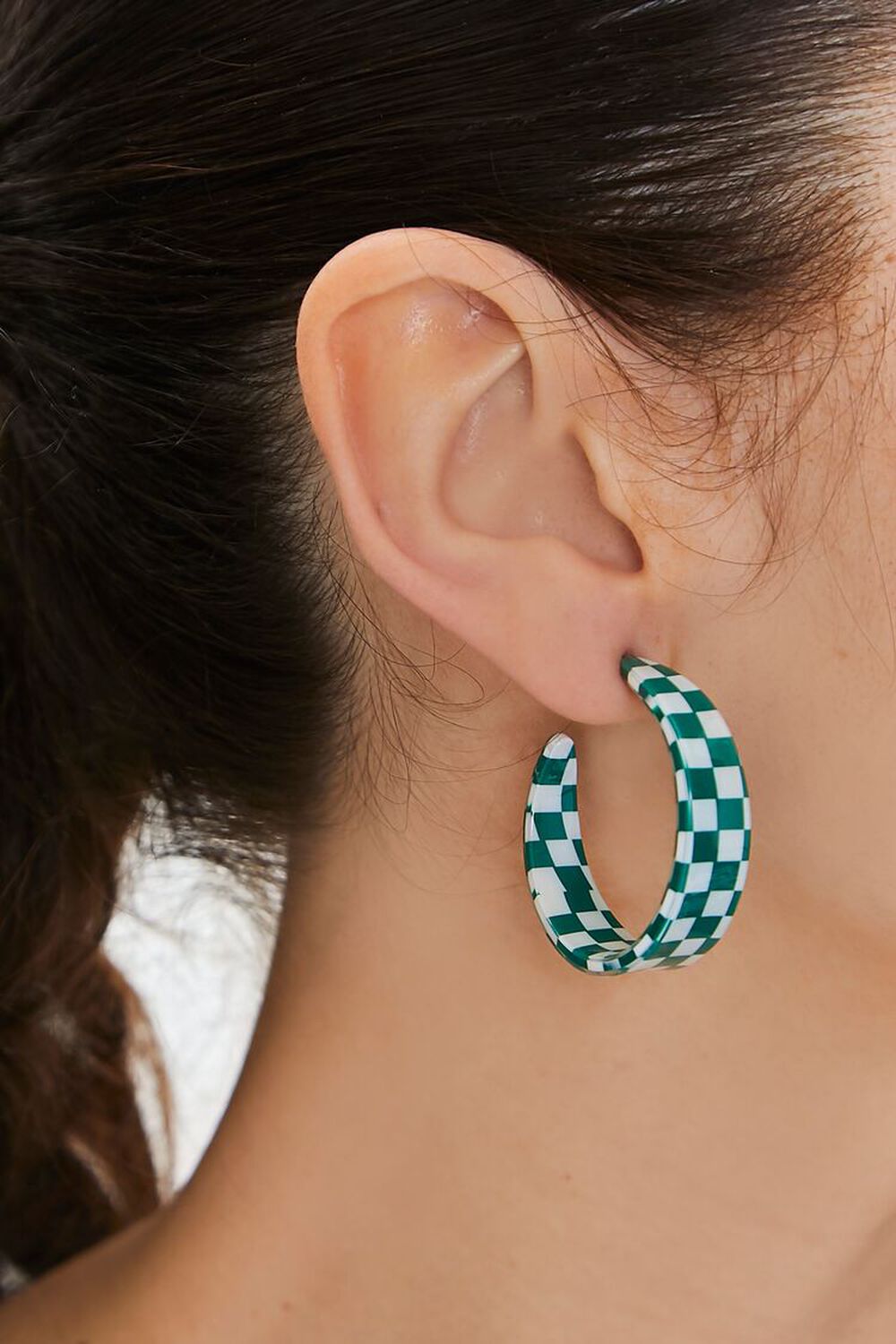 Checkered Hoop Earrings, image 1