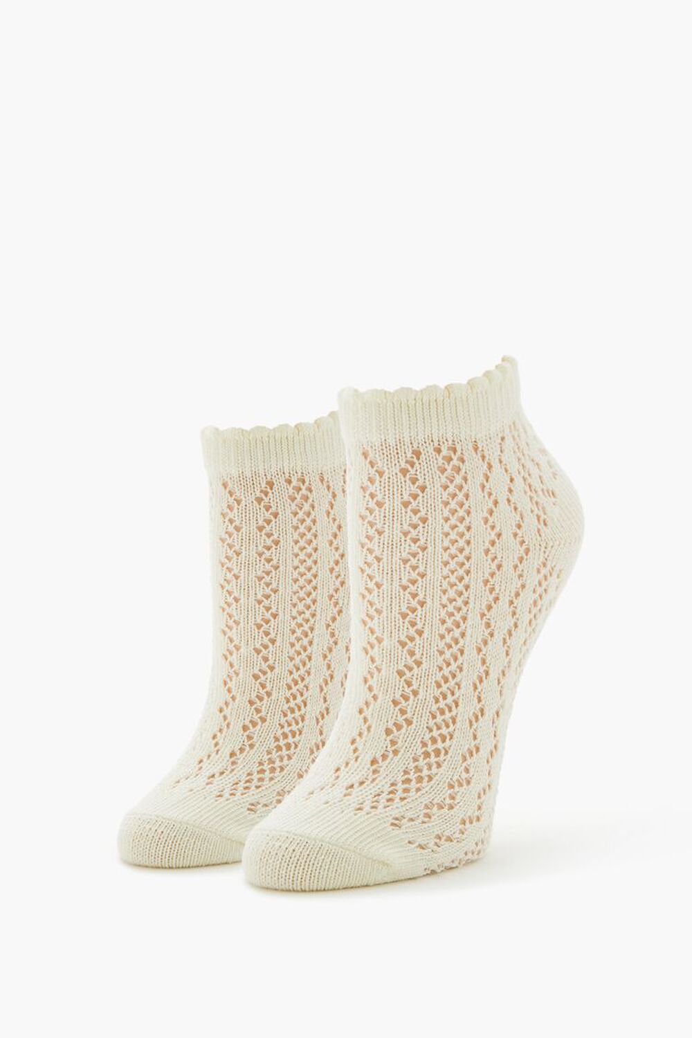 CREAM Scalloped Open-Knit Ankle Socks, image 1