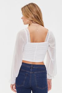 WHITE Ruched Sweetheart Crop Top, image 3