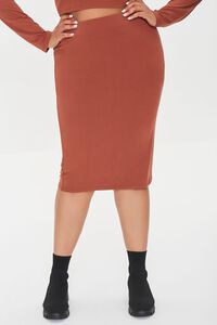 BROWN Plus Size Crop Top & Pencil Skirt Set, image 6