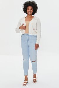 CREAM/MULTI Plus Size Butterfly Cardigan Sweater, image 4