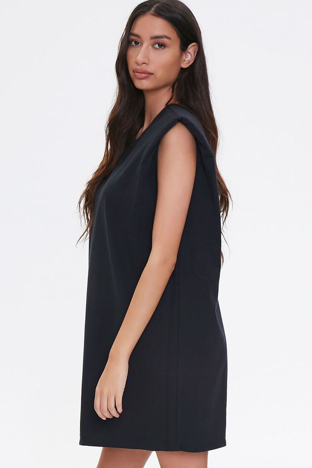BLACK T-Shirt Shoulder Pad Dress, image 2