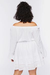 WHITE Plus Size Off-the-Shoulder Peasant Mini Dress, image 3