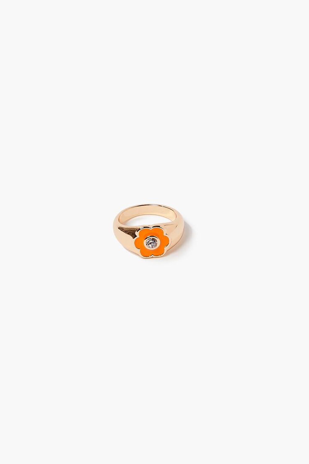 ORANGE/GOLD Rhinestone Floral Cocktail Ring, image 1