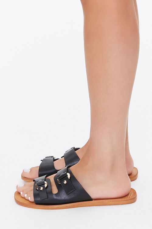 BLACK Dual-Strap Slip-On Sandals, image 3