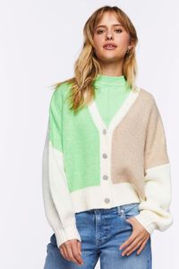 MINT/MULTI Colorblock Cardigan Sweater, image 5