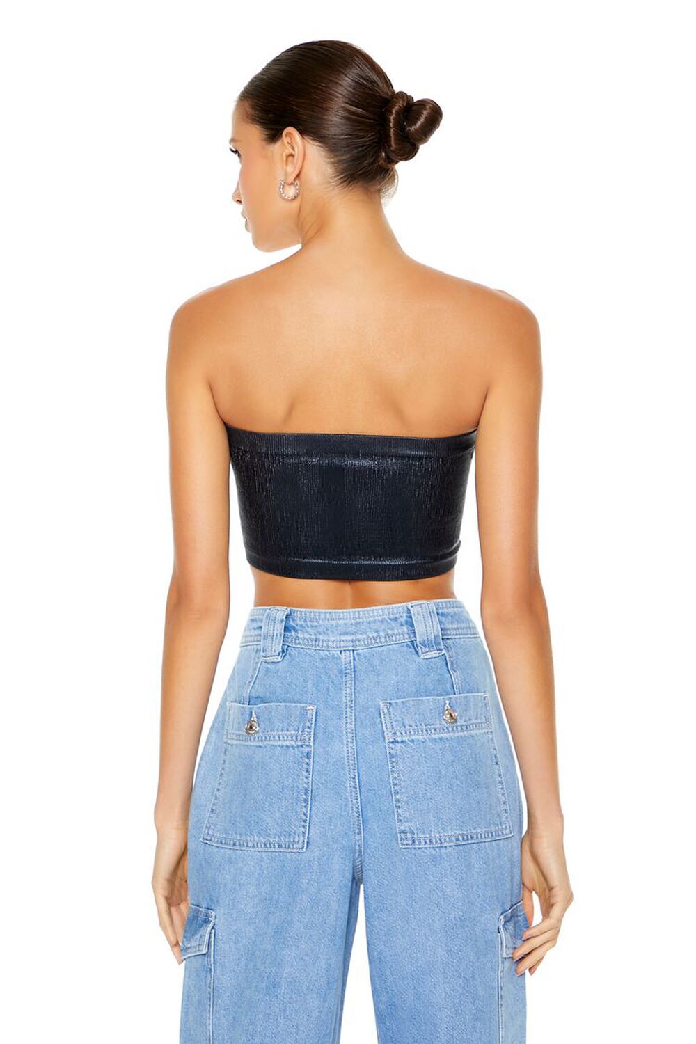 BLACK Seamless Cropped Tube Top, image 3