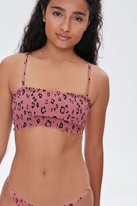 ROSE/BLACK Leopard Print Bralette Bikini Top, image 1